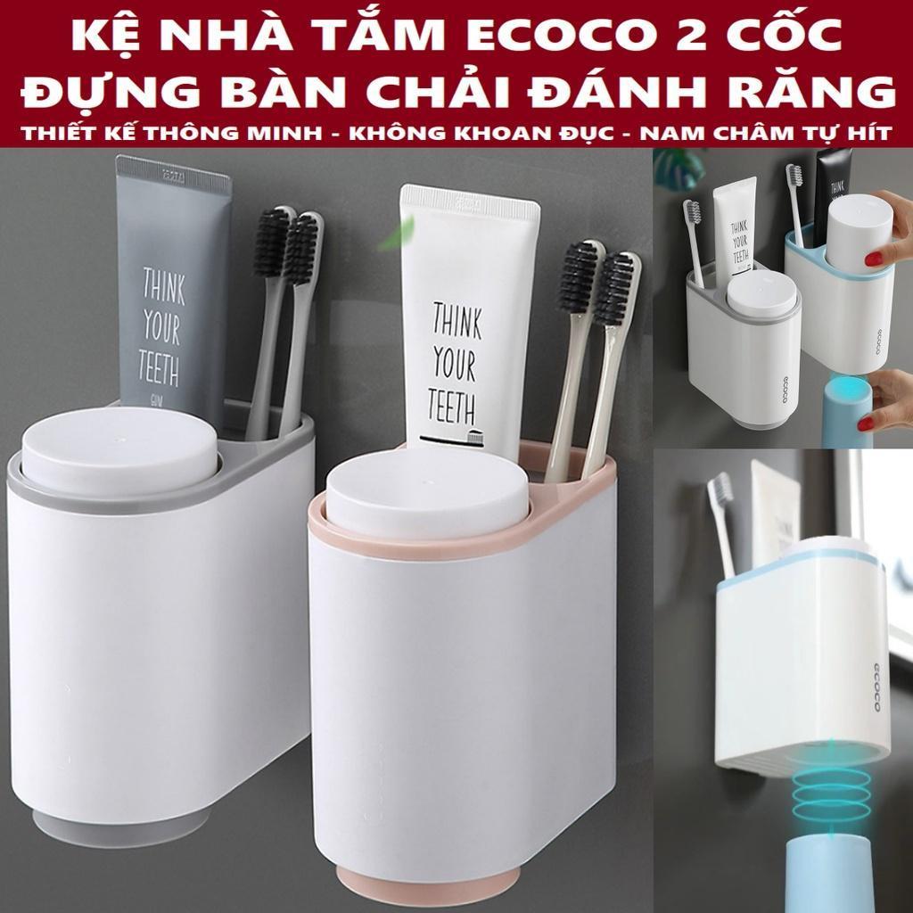 Kệ Nhà Tắm Kèm 2 Cốc, Kệ Để Bàn Chải Đánh Răng Thiết Kế Thông Minh Dính Tường Chắc Chắn, Cốc Nam Châm Hút Từ Tính