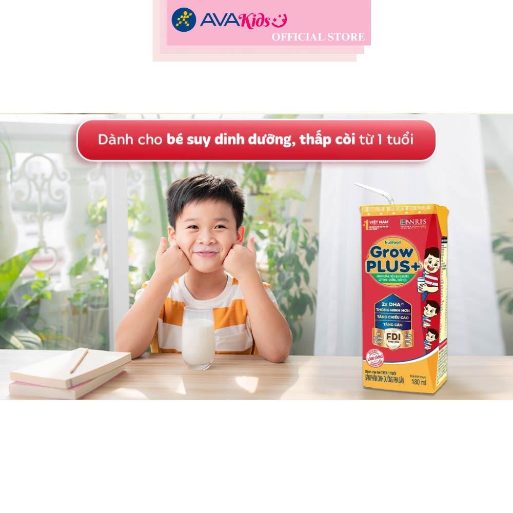 Lốc 4 hộp sữa pha sẵn Nutifood GrowPLUS+ đỏ hương vani 180 ml cho trẻ suy dinh dưỡng, thấp còi (từ 1 tuổi)