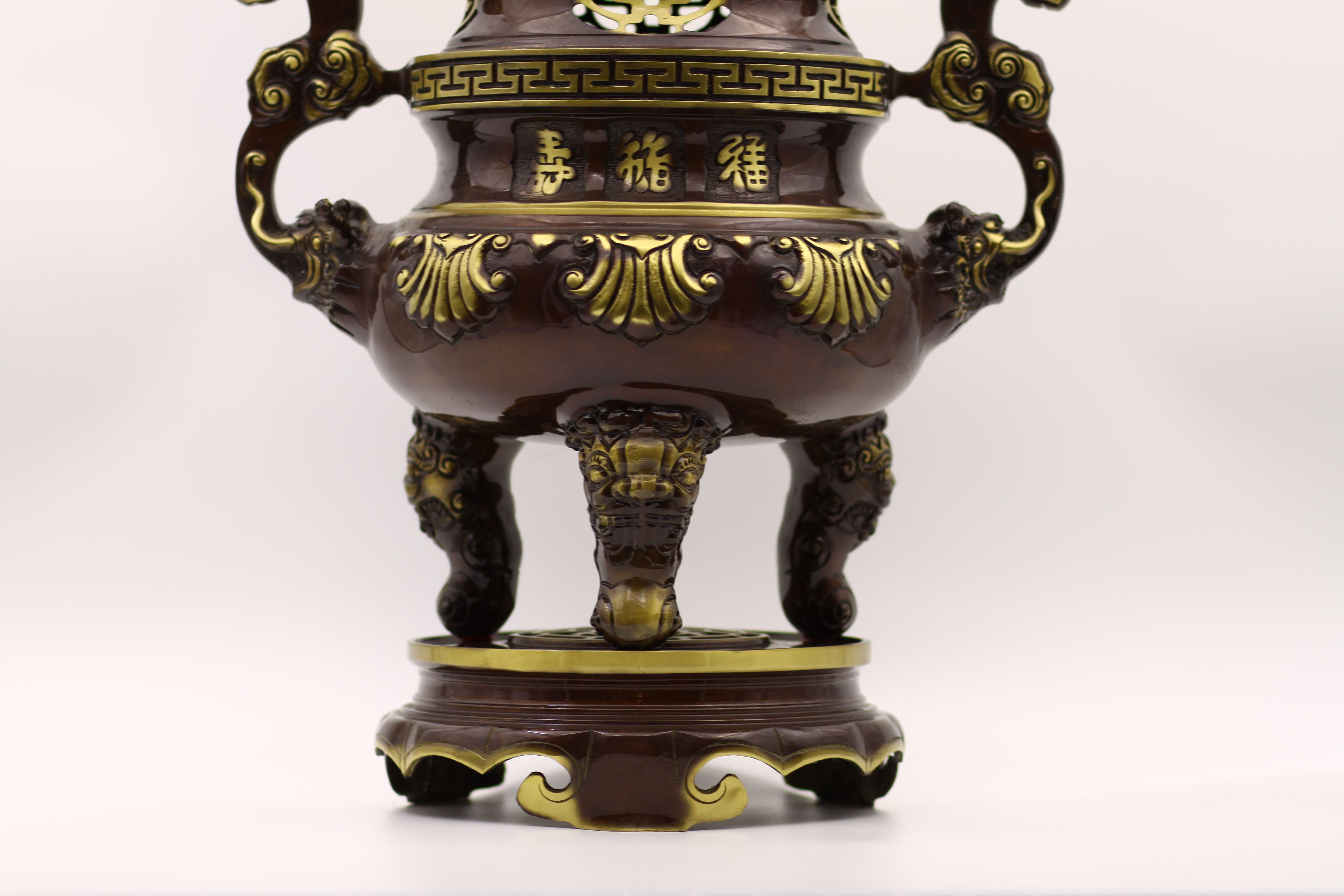 Đỉnh đồng mẫu Hoa Sòi Bằng Đồng Thau Đúc Công Nghệ 2 Màu 50cm