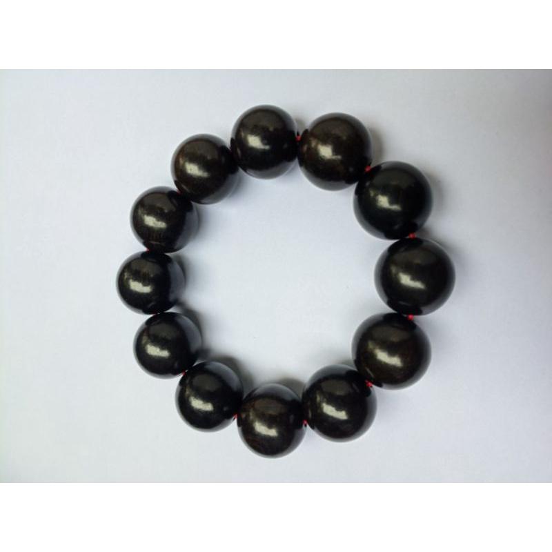 Vòng tay nam gỗ hạt to ĐẠI tròn 2 cm mun sừng khánh hòa