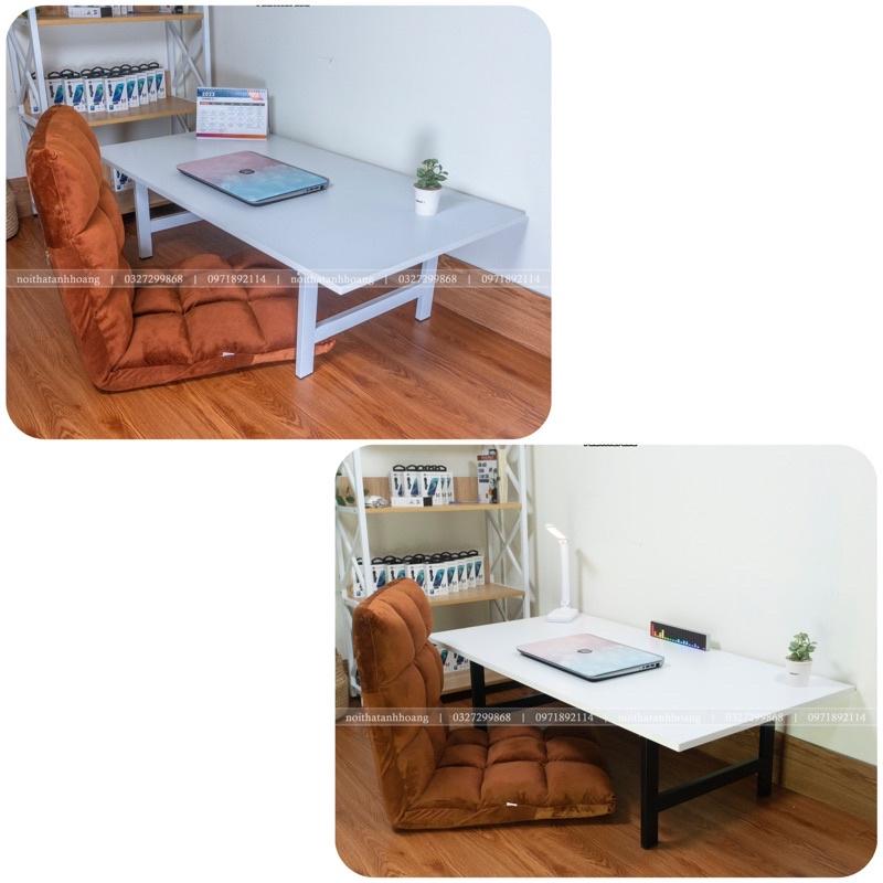 Combo bàn và ghế ngồi bệt gấp gọn lắp sẵn , bàn laptop gỗ ngồi làm việc và ghế tatami - Sồi 1m2 + ghế ghi