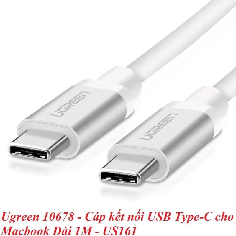 Ugreen UG10678US161TK 1M màu Trắng Dây USB Type-C truyền dữ liệu và sạc mạ Nikel đầu nhôm - HÀNG CHÍNH HÃNG