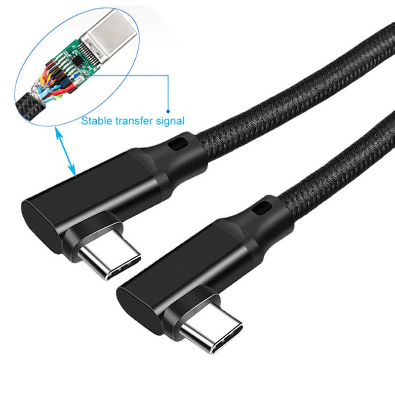 Màu đen bện 4K @ 60HZ Type-C Gaming Cáp dữ liệu sạc 90 độ Dây cáp USB C có IC E-Marker cho điện thoại VR Link Quest2 Màu sắc: Đen