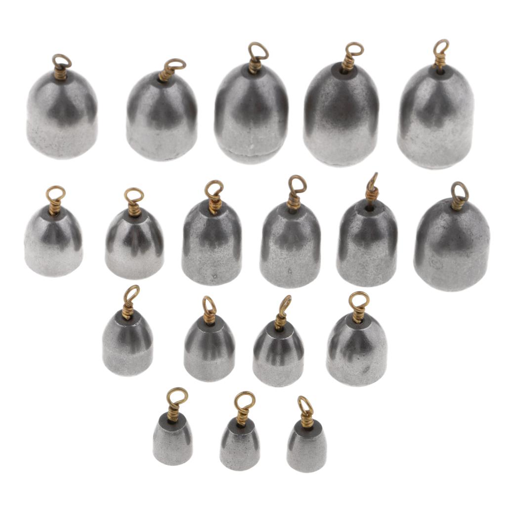 18pcs Mixed Size Iron Bank Sinker Fishing Weights Slip Sinker Fishing Tackle