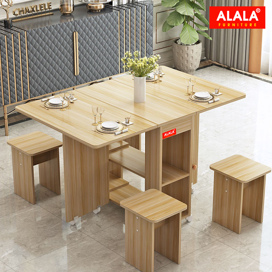 Bộ bàn ăn xếp gọn ALALA946 gỗ HMR chống nước