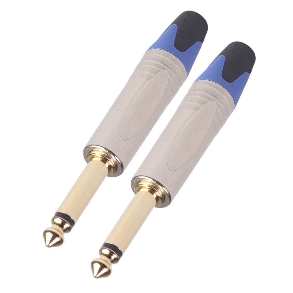 Pack of 2 1/4 6.35mm Stereo Solder Connector Jack Plug Mixer Microphone