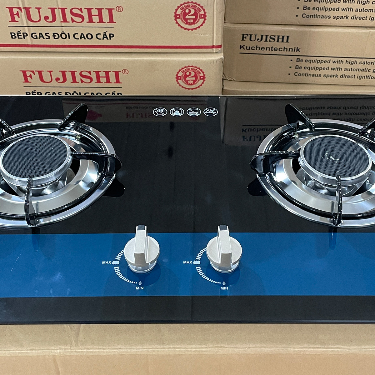 Bếp gas âm hồng ngoại Fujishi FJ-8010IC - KÍNH XANH - Đánh lửa IC cực nhạy - Lửa xanh tiết kiệm gas - Hàng chính hãng