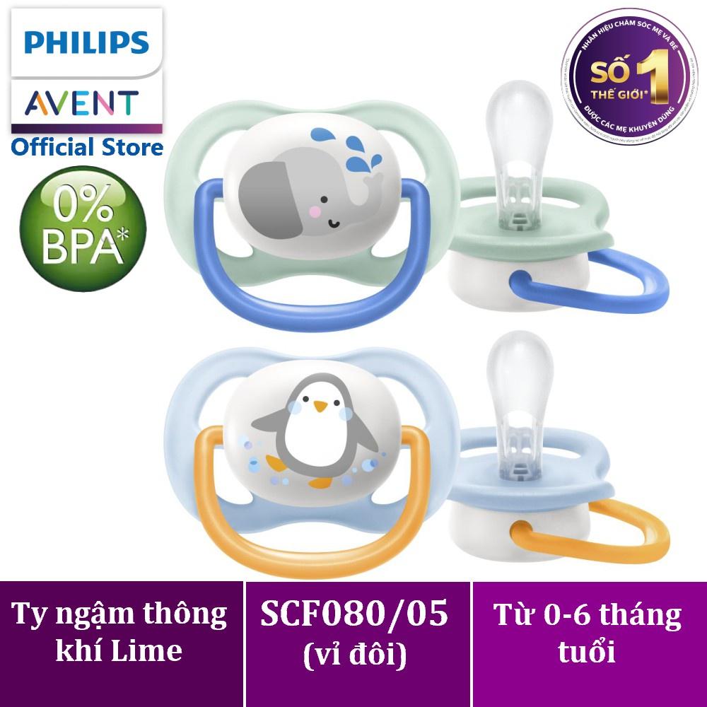 Ty ngậm thông khí Ultra air thương hiệu Philips Avent (dòng Lime)