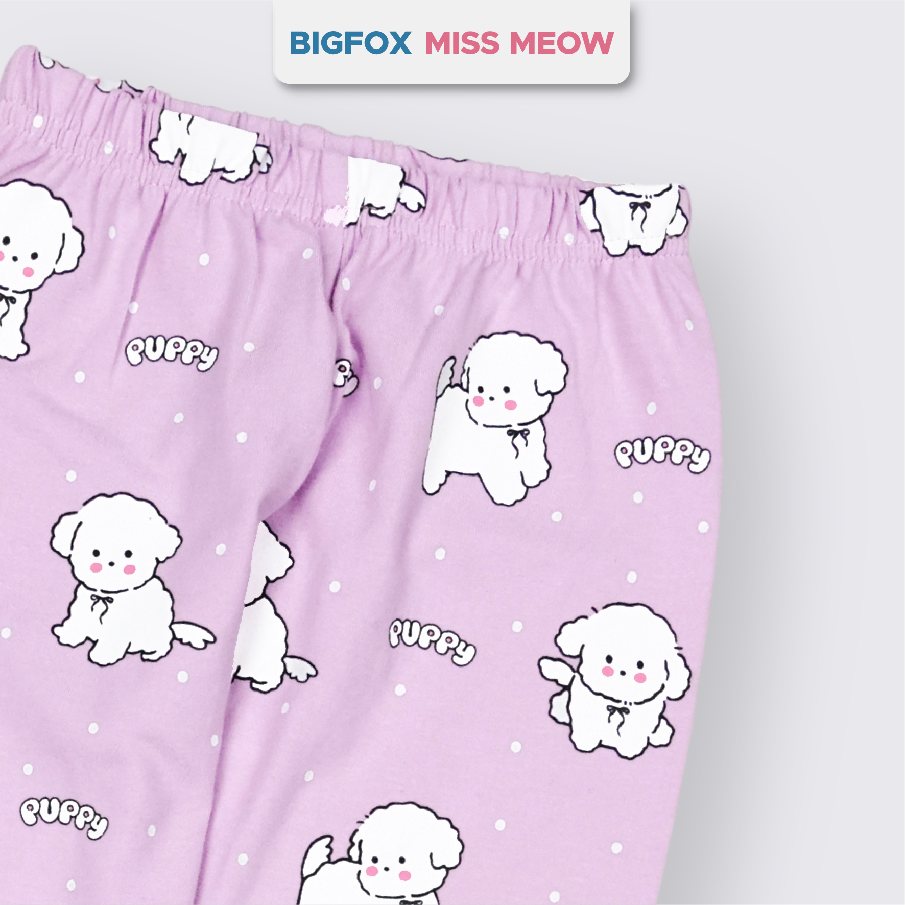 Bộ đồ dài tay cho bé gái Bigfox Miss Meow thu đông size đại vải thun cotton mặc nhà 3-11 tuổi 35kg