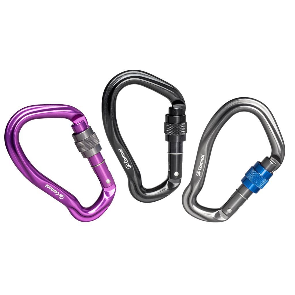 23KN Climbing Carabiner Mountaineering D Type Metal Clip Screw Lock