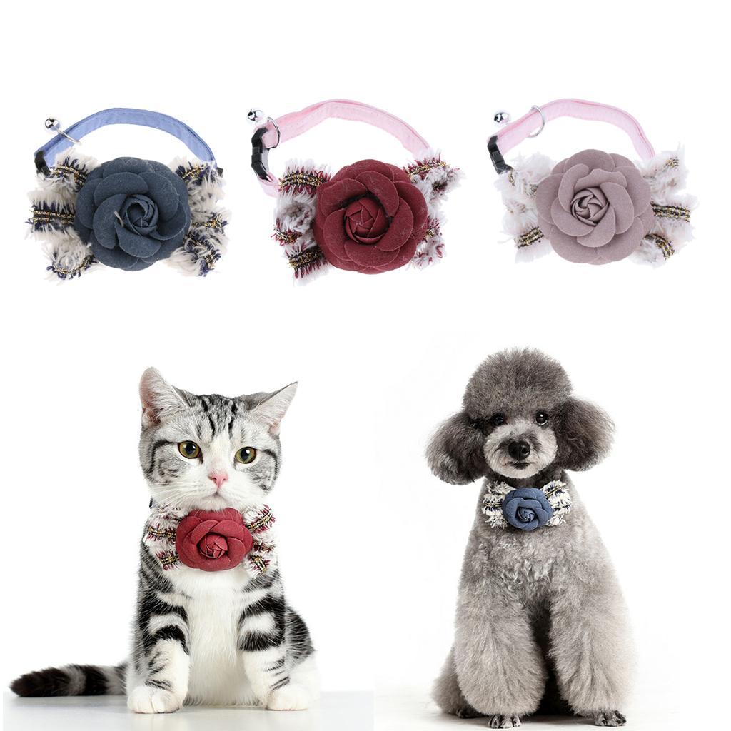 Small Medium Dog Adjustable Collar Flower Bowtie, Daily Dog Grooming Costume