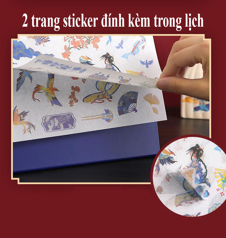 Lịch Để Bàn 2023 Phong Cách Cổ Trang ( Tặng Kèm Sticker