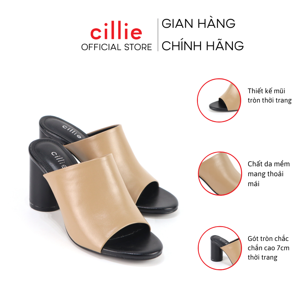 Guốc quai ngang bản bự che nắng hiệu quả gót trụ 7cm chắc chân đi học dạo phố Cillie 1030