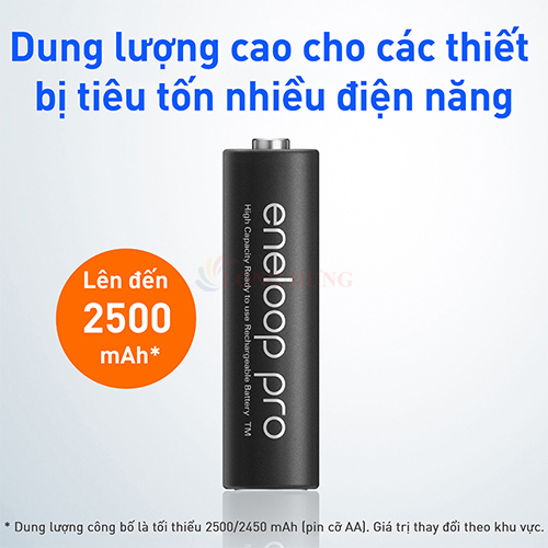 Vỉ Pin sạc Panasonic Eneloop AA 2550mAh BK-3HCCE/4BT (4 viên) - Hàng chính hãng