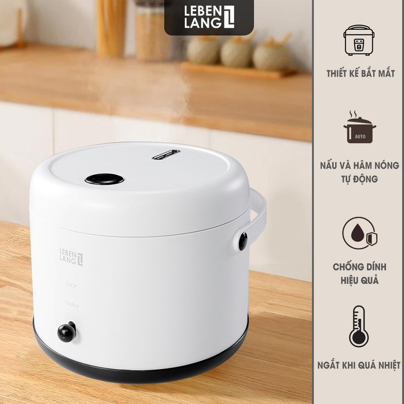 Nồi cơm điện mini Lebenlang LBL0586 dung tích 800ml, công suất 250W, BH 24 tháng - Hàng chính hãng