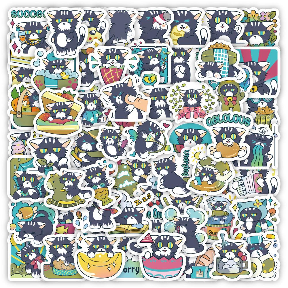 Sticker MÈO MẮT XANH hoạt hình cute trang trí mũ bảo hiểm,guitar,ukulele,điện thoại,sổ tay,laptop-mẫu S95