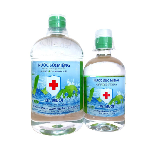 Combo Nước súc miệng Dr. Muối hương vỏ chanh (1 chai 1000ml + 1 chai 500ml)