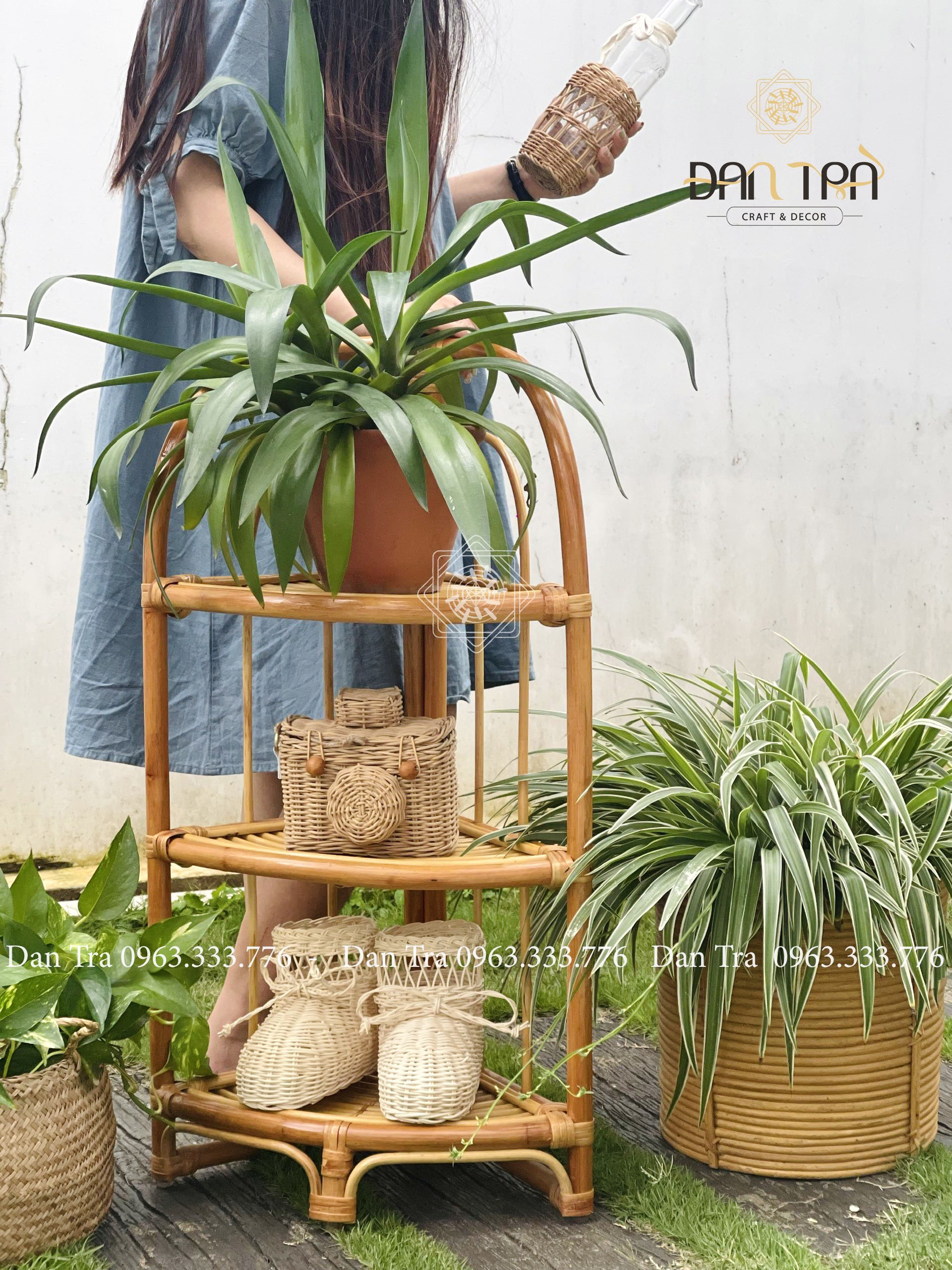 Kệ Mây Góc Trang Trí, Kệ Mây Decor Phòng Khách, Kệ Tủ Đựng Giày Dép ĐAN TRÀ