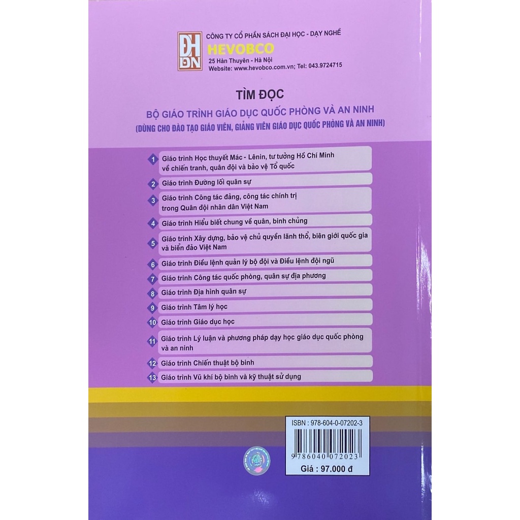 Giáo trình lí luận và phương pháp dạy học giáo dục quốc phòng và an ninh(Dùng cho đào tạo giáo viên, giảng viên giáo dục quốc phòng an ninh)