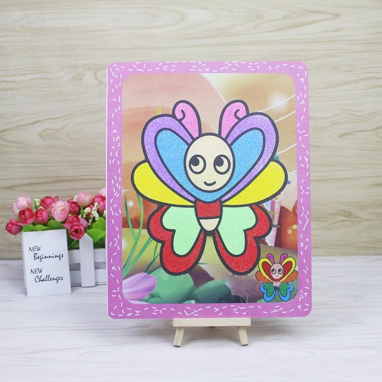 TRANH CÁT Cho Bé Tập Tô Vẽ Size Lớn 21X27 Cm - Có Sẵn Cát Màu Tươi Sáng Cho Trẻ Em Sáng Tạo