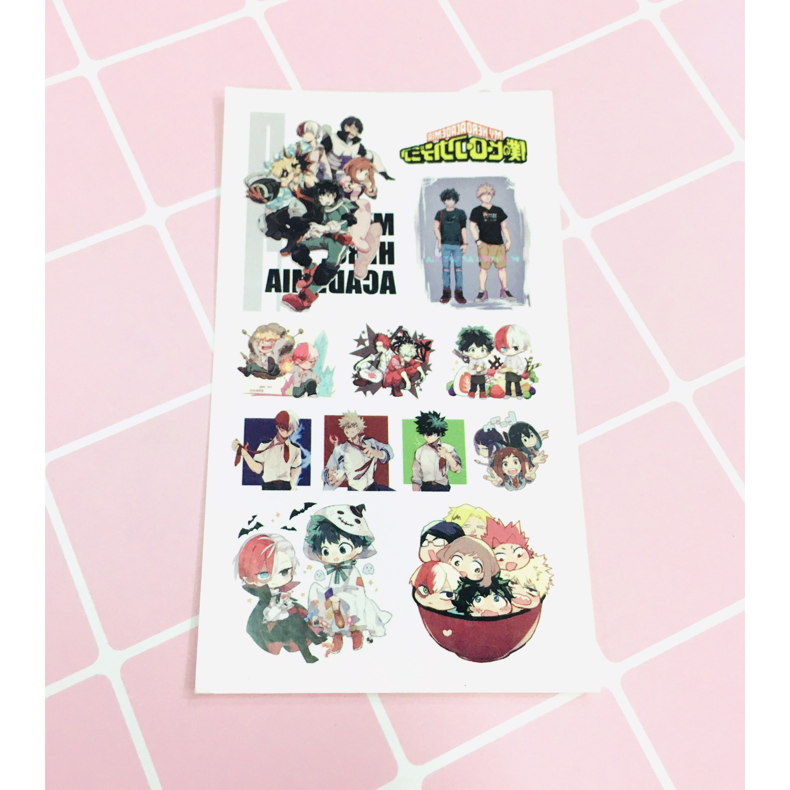 Set 5 Bảng hình xăm My Hero Academia Sticker Tattoo