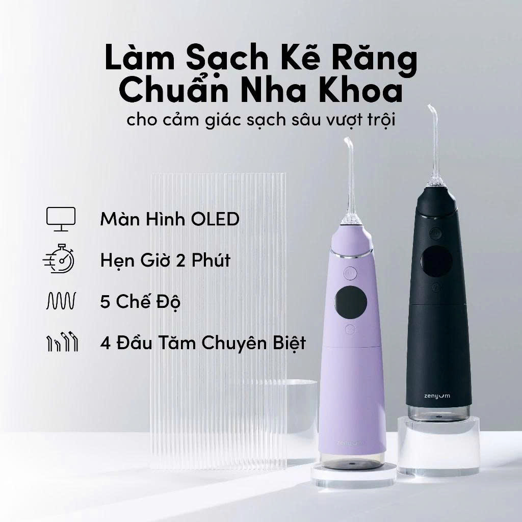 Combo 1 Máy Tăm Nước Zenyum Waterflosser Pro và 1 Bàn Chải Điện ZenyumSonic 2.0 - Công nghệ Singapore
