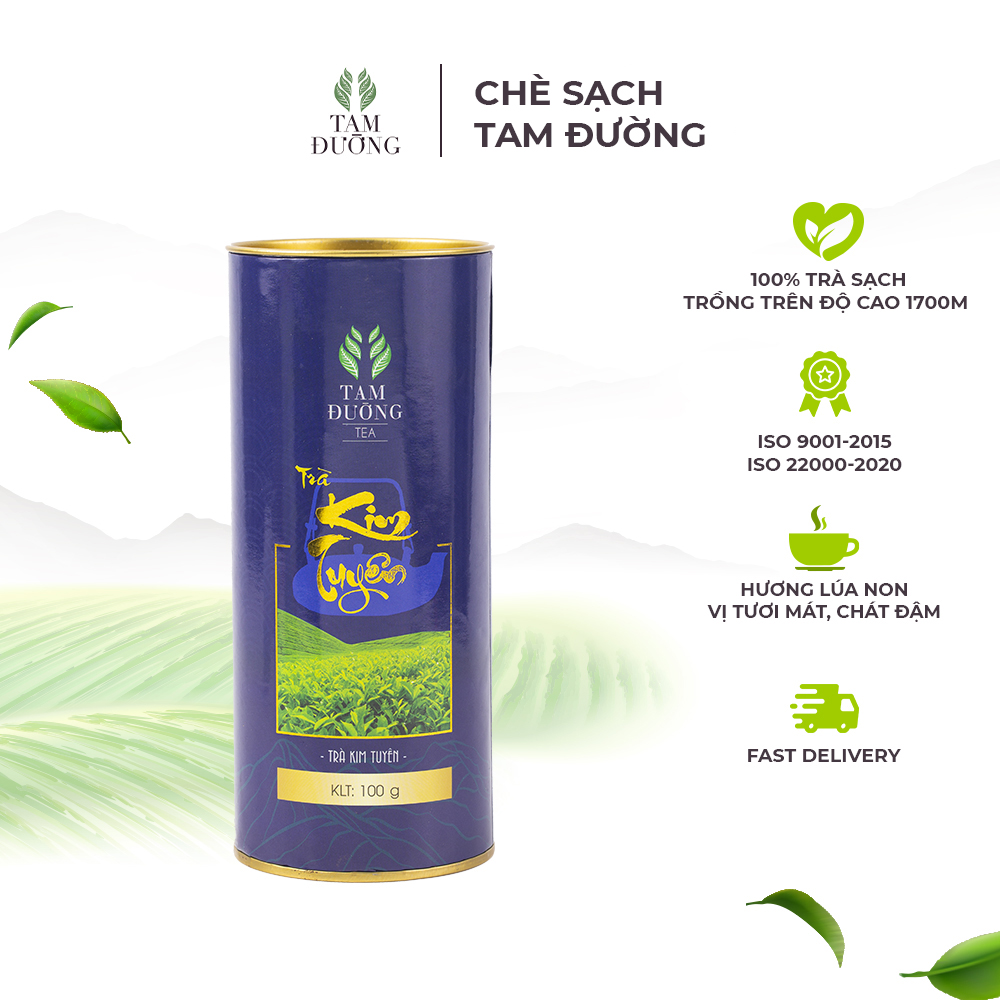 Trà Sạch Kim Tuyên Chính Hiệu Tam Đường Hương Thơm Cốm, Vị Đậm Chát Truyền Thống - Hộp Cứng