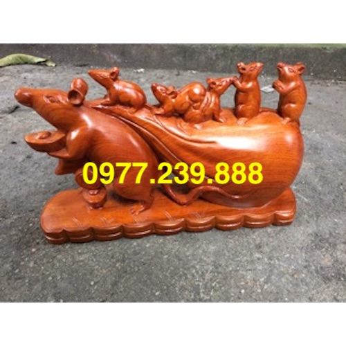 Tượng chuột gỗ hương 30cm