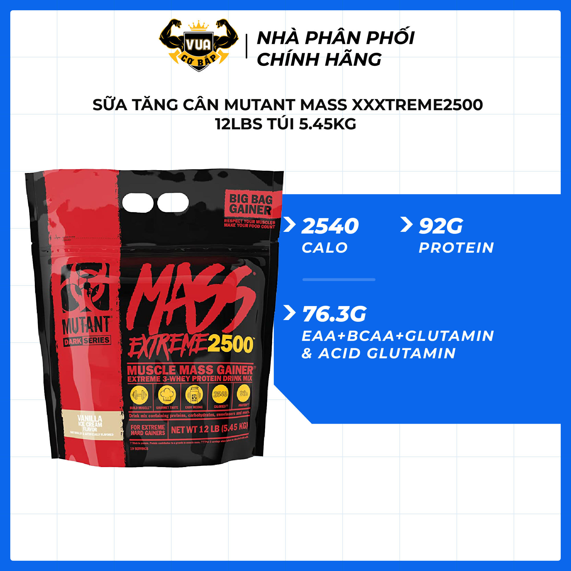 Sữa Tăng Cân Mutant Mass XXXTreme 2500 12Lbs - Túi 5.45Kg