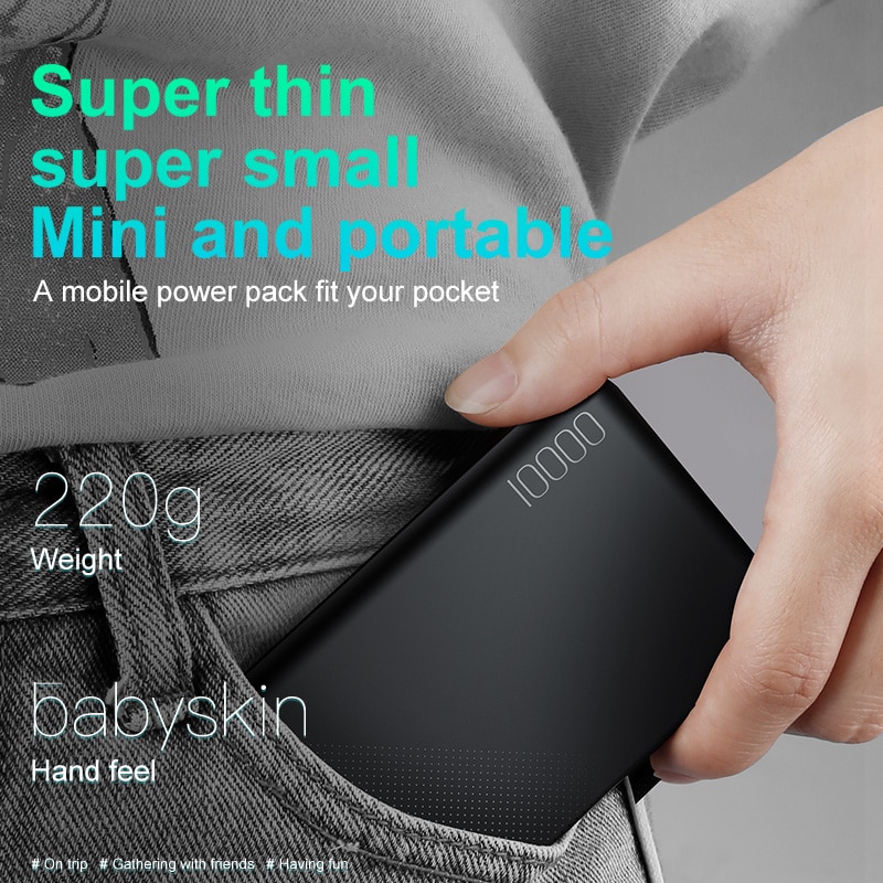 Sạc dự phòng Baseus Mini Cu power bank 10000mAh Dual-USB 2.1A kèm cáp Micro- Hàng chính hãng