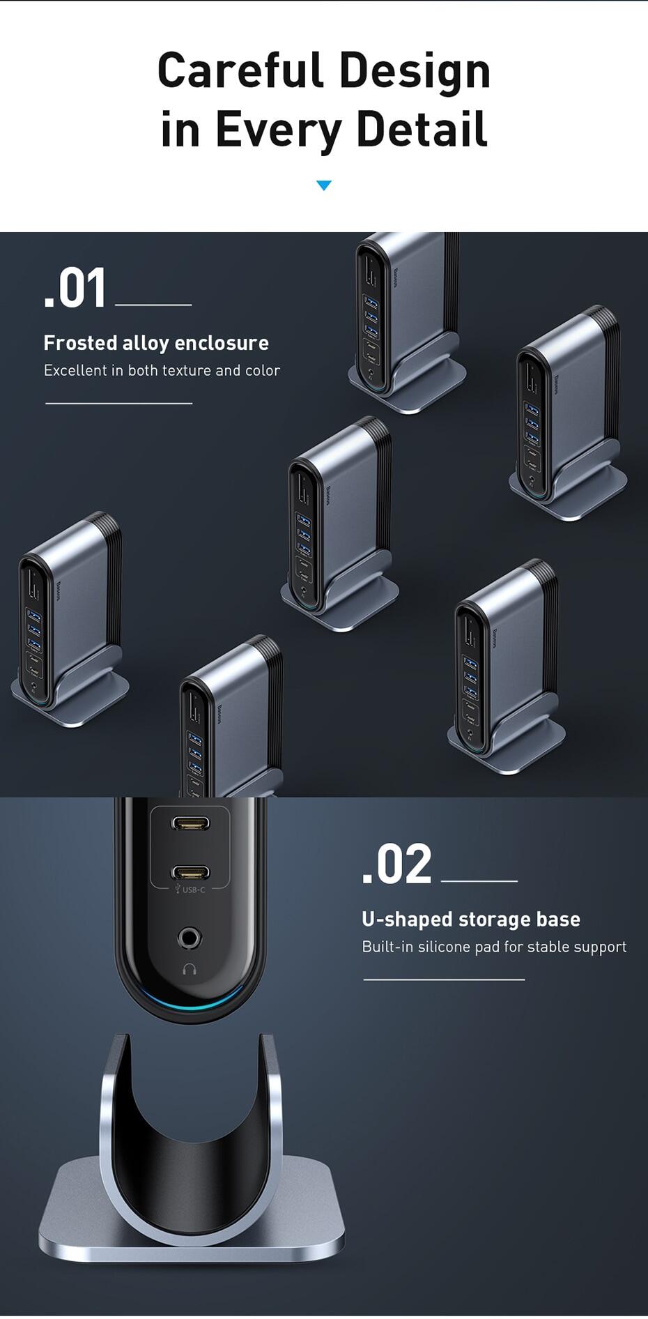 Hub đa năng Baseus 17in1/16in1 từ USB-C sang 4K HD/RJ45/VGA/USB 3.0/USB 2.0/PD/SD+TF cho máy tính xách tay MacBook Pro...- Hàng Chính Hãng