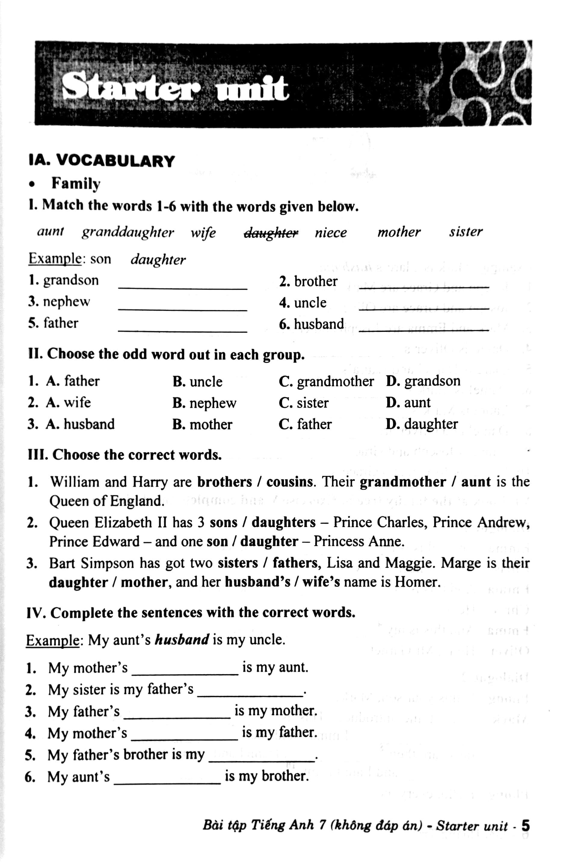 Bài Tập Tiếng Anh 7 - Không Đáp Án