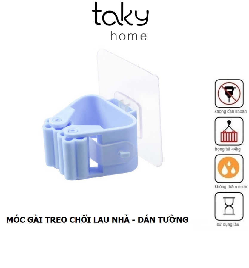 Kẹp Dính Tường Treo Chổi - Cây Lau Nhà, Luôn Gọn Gàng, Sử Dụng, Kẹp Có Miếng Dán Siêu Chắc, Dễ Dàng Sử Dụng.  TakyHome 4028