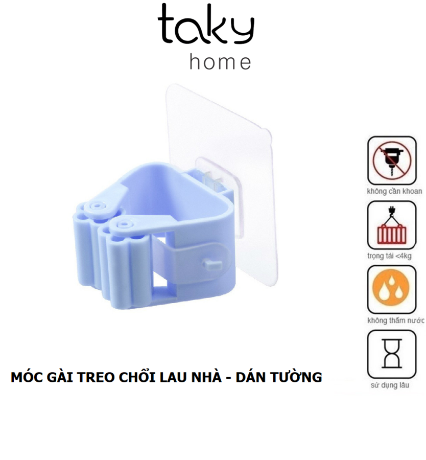 Kẹp Dính Tường Treo Chổi - Cây Lau Nhà, Luôn Gọn Gàng, Sử Dụng, Kẹp Có Miếng Dán Siêu Chắc, Dễ Dàng Sử Dụng. TakyHome 4028