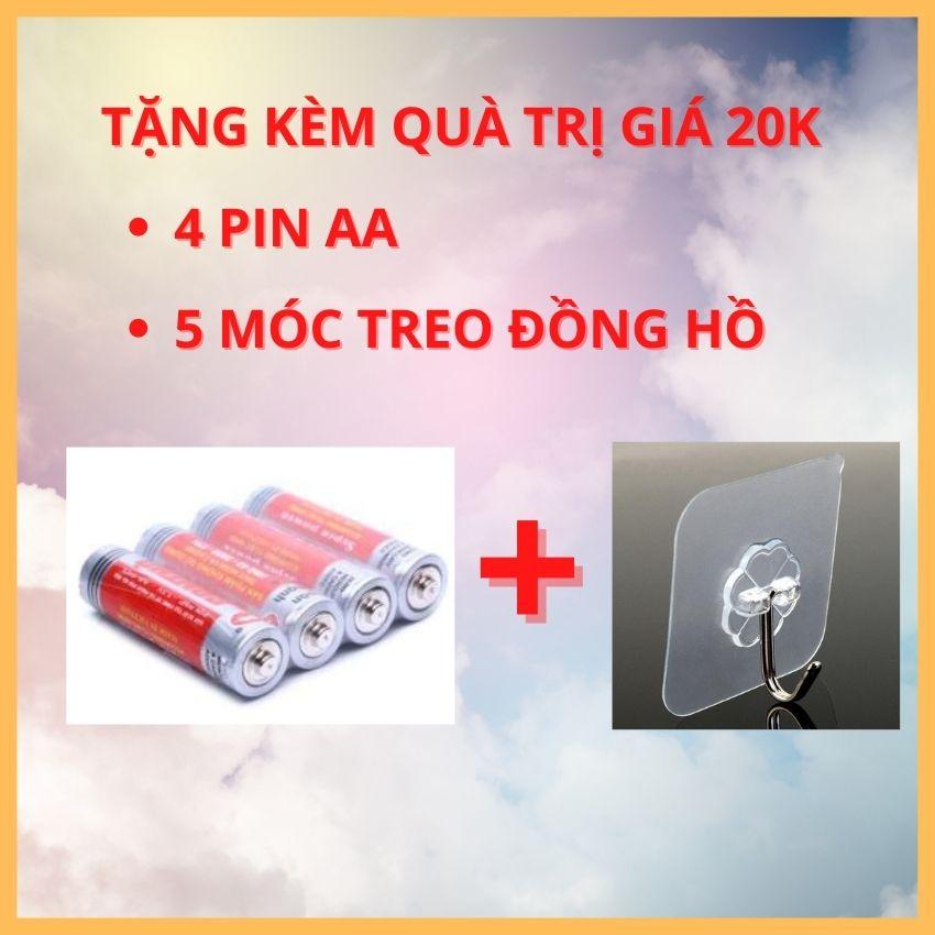 Đồng hồ treo tường đẹp, đồng hồ trang trí treo tường kim trôi mẫu mới viền kim loại sang trọng hiện đại KaKa Decor