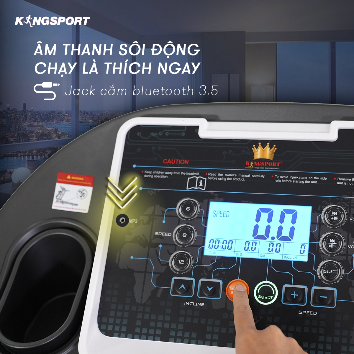 [TẶNG QUÀ 830K]  Máy chạy bộ tại nhà Kingsport BK-8000 Pro đa năng có chức nâng dốc tự động, kèm theo đai massage và thanh gập bụng