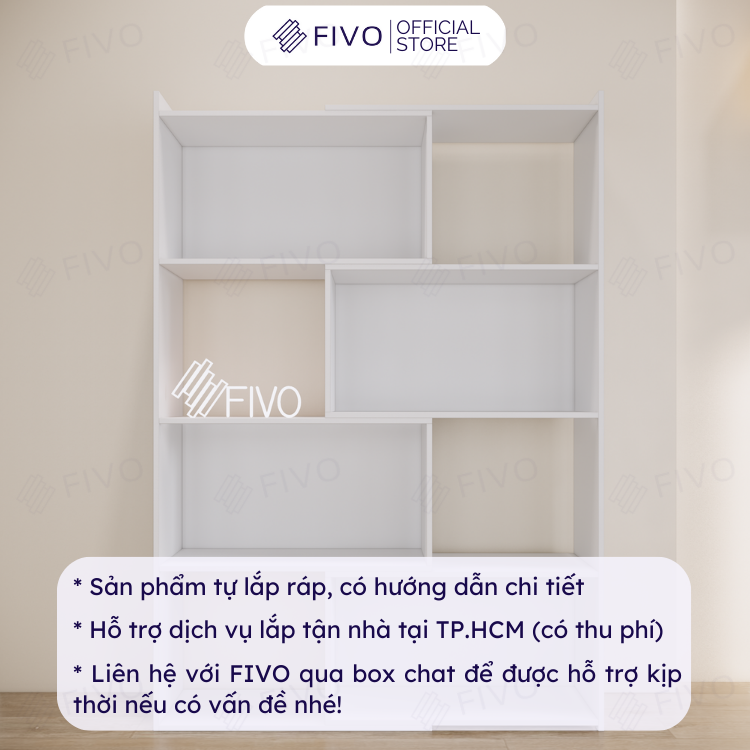 Kệ Sách Gỗ Thông Minh Để Sàn FIVO FB71 Màu Trắng, Sang Trọng Thích Hợp Nhiều Không Gian, Nhiều Ngăn Chứa Đồ Rộng Rãi Đa Dụng - Hàng Chính Hãng