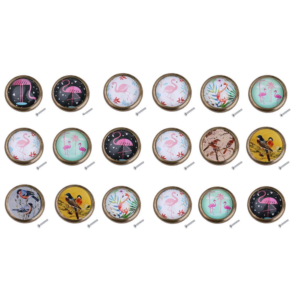 Pack of 2, Flamingo Drawer Knob Pull Handle 35mm Circle Cabinet Handle with