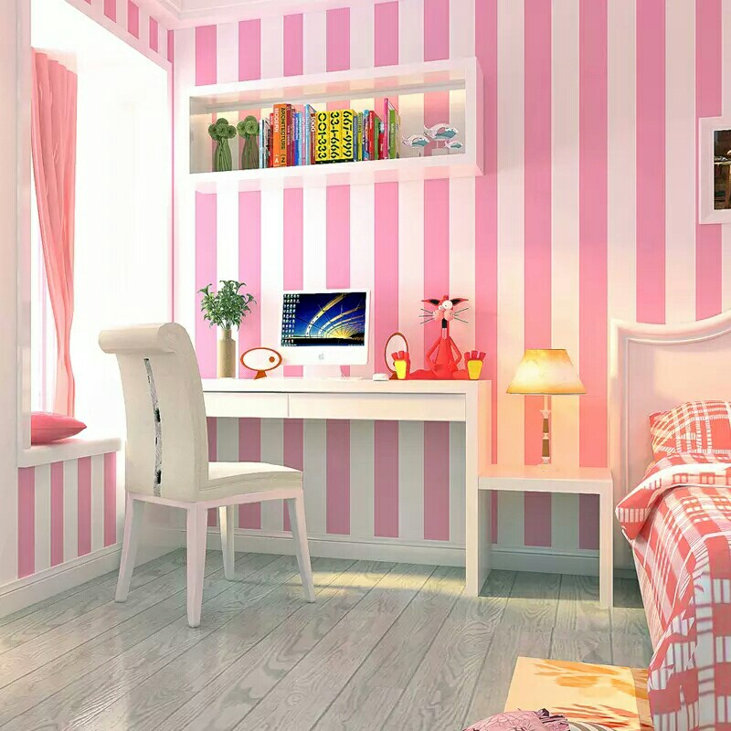 GIẤY DÁN TƯỜNG KHỔ 45CM X10M SỌC TRẮNG HỒNG
