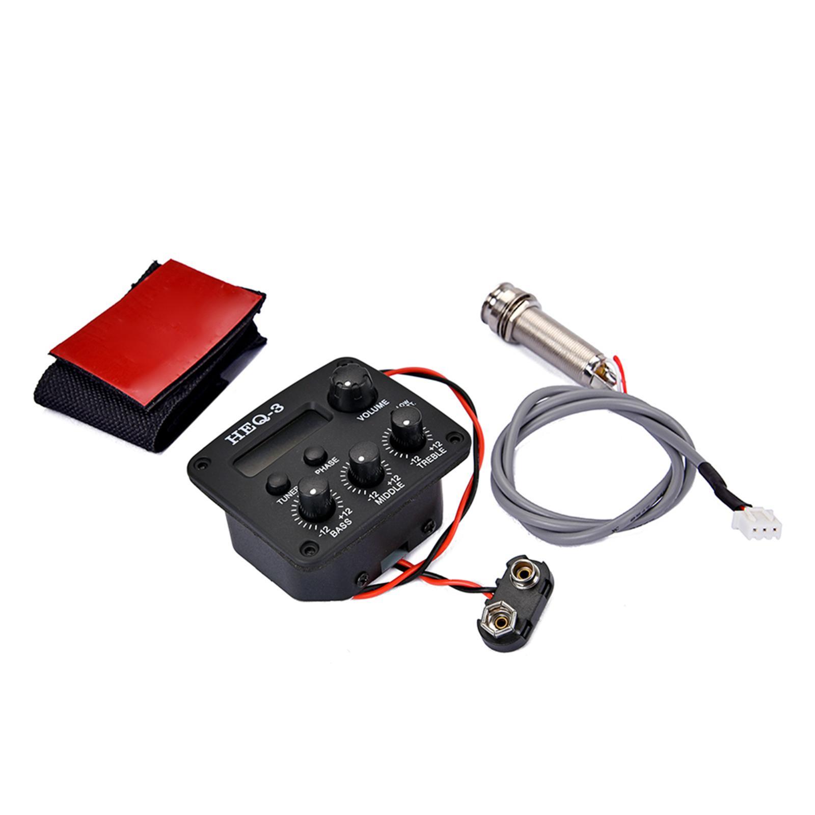 Acoustic Guitar Pickups 3-Bands EQ Equalizer Tuner Preamp Piezo Pickup
