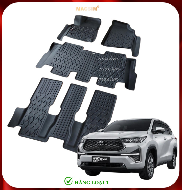 Thảm lót sàn xe ô tô Toyota Innova Cross 2023+ Nhãn hiệu Macsim chất liệu nhựa TPE cao cấp màu đen