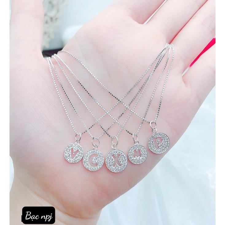 Dây chuyền mặt chữ , Vòng cổ nữ Bạc Ta - Bạc npj