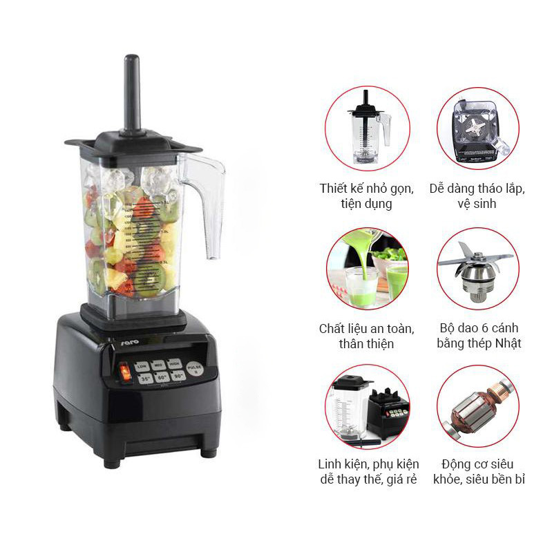 Cối Xay Sinh Tố Công Nghiệp JTC Omniblend (Cối đáy ôm + Nắp + Lưỡi Dao + Que Khuấy) - Hàng Nhập Khẩu