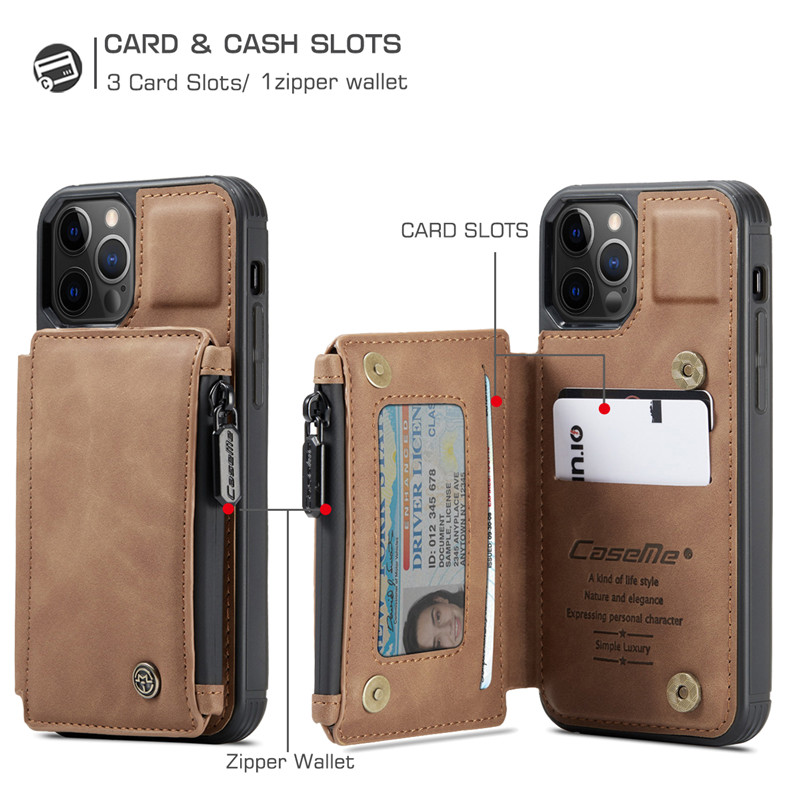 Ốp Lưng Da Bò Thật Chính Hãng CaseMe Kèm Ví Chống Sốc Cho iPhone 12 Pro Max