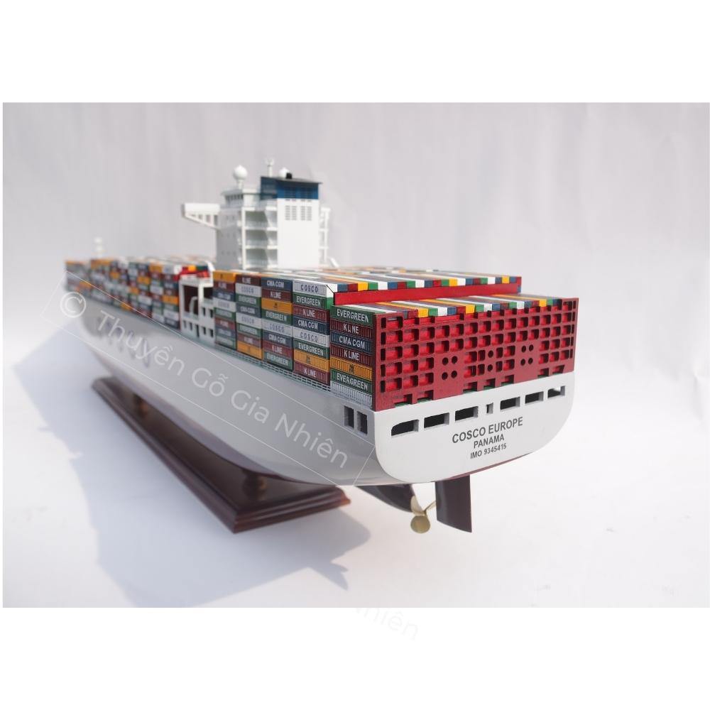 Mô Hình Thuyền Gỗ Trang Trí Phong Thủy Dạng Thuyền Thương Mại COSCO EUROPE SHIP Chính Hãng, Hàng Xuất Khẩu Chất Lượng Cao