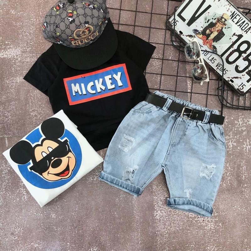 set bộ bé trai đi học đi chơi hoạ tiết mickey( ko kèm thắt lưng