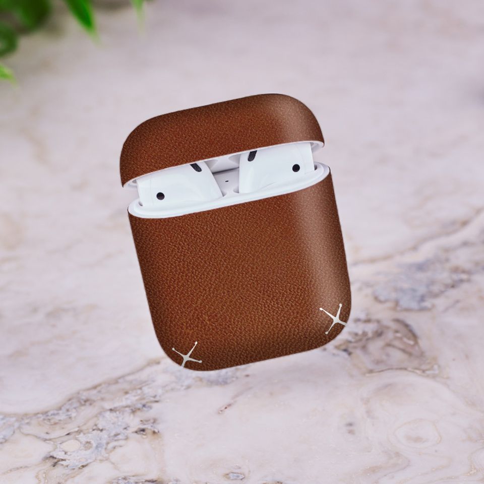 Miếng dán skin chống bẩn cho tai nghe AirPods in hình Vân Da - Da006 (bản không dây 1 và 2