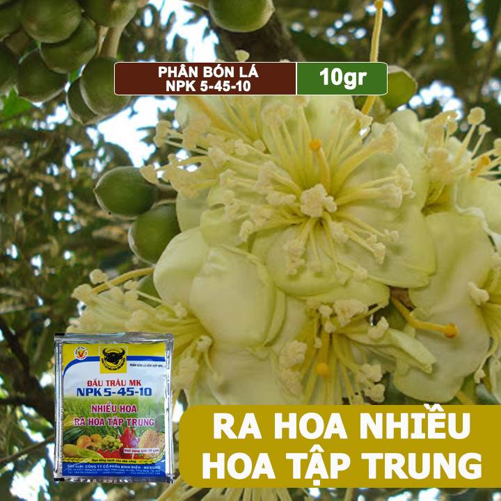 Phân Bón Npk 5-45-10, Greenhome, Đầu Trâu, Gói 10Gr, Phân Bón Kích Ra Hoa, Đậu Trái