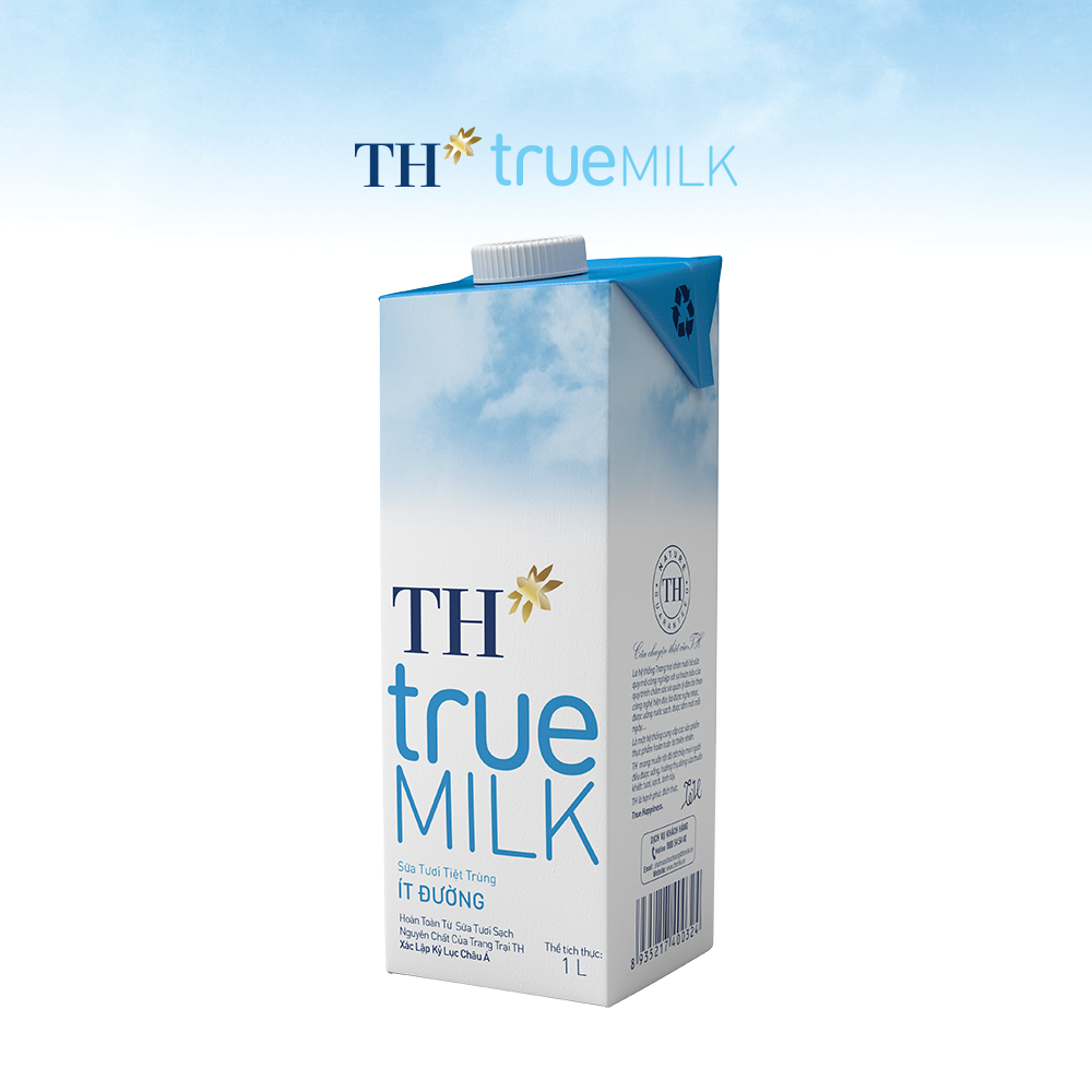 Thùng 12 hộp sữa tươi tiệt trùng ít đường TH True Milk 1L