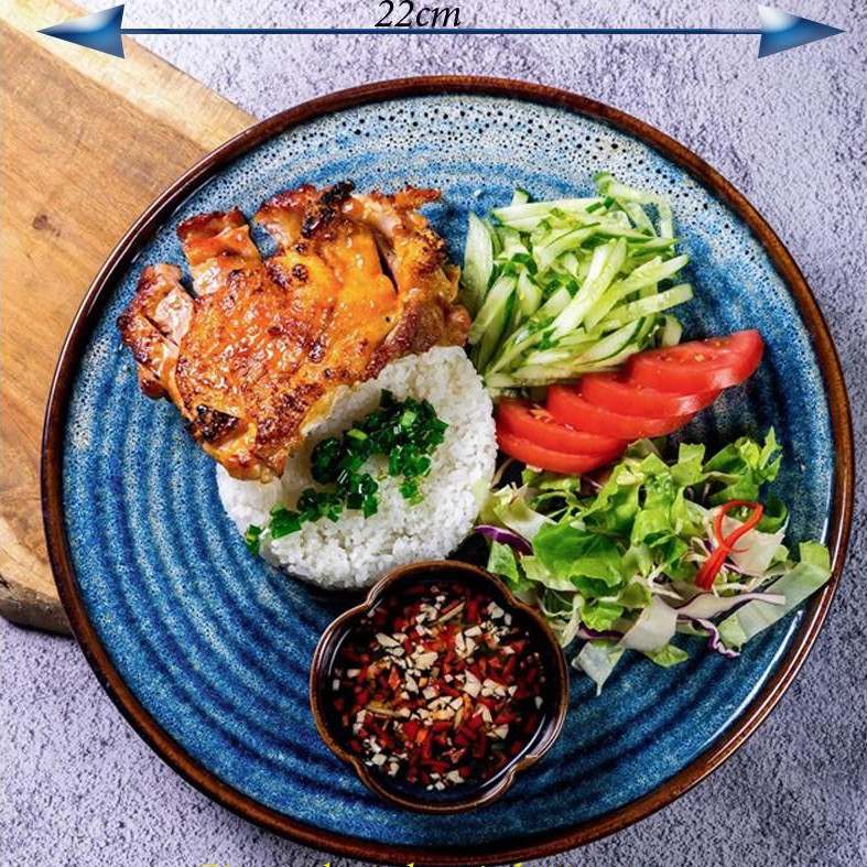 Khay, đĩa tròn phẳng men hỏa biến cao cấp, chuyên dùng cho nhà hàng khách sạn đẳng cấp 5 sao